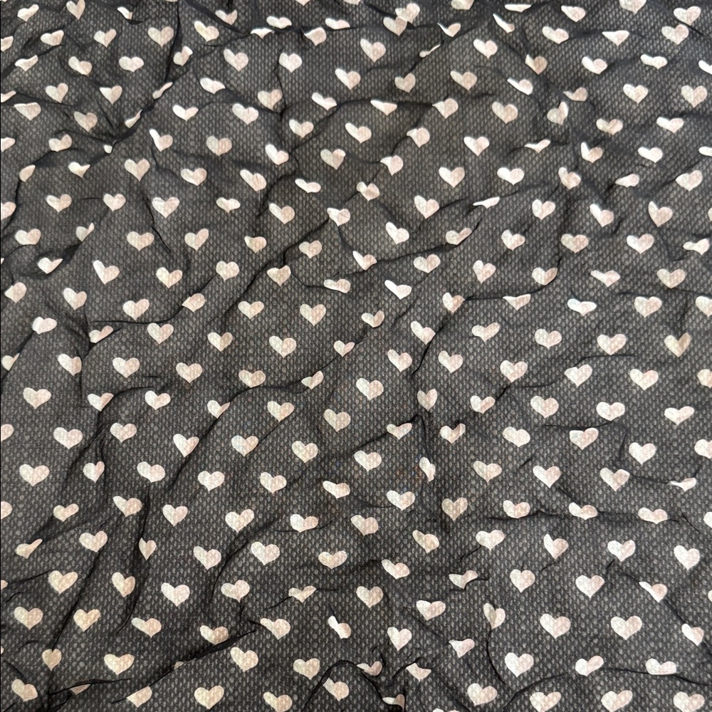 Ann Taylor Black and Cream Heart Silk Print Scarf - Picture 3 of 4